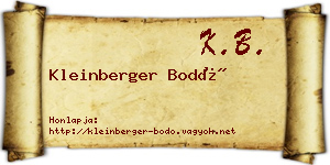 Kleinberger Bodó névjegykártya